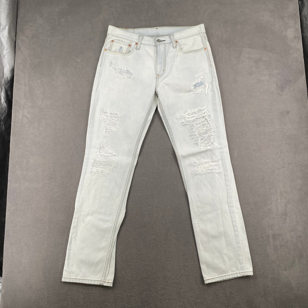 Levis 511 Slim Fit Distressed Light Wash Jeans Mens 33x32 Ripped Denim 06990-110